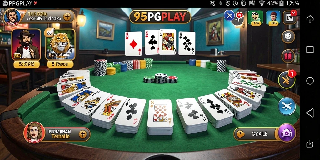 Screenshot gameplay seru dari 95PGPLAY menunjukkan keseruan bermain Gaple.