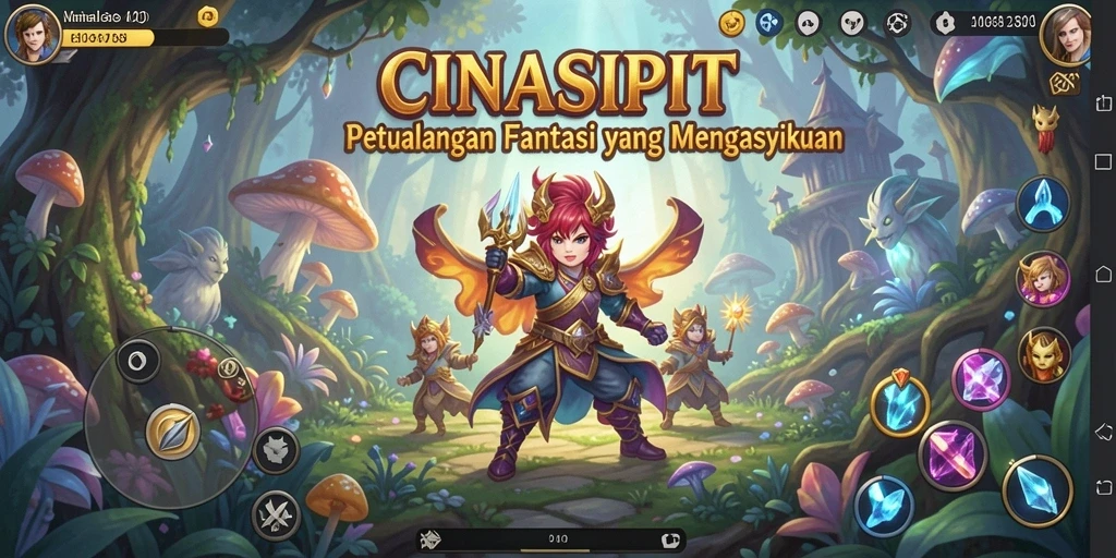Screenshot utama CINASIPIT menampilkan aksi seru dalam dunia fantasi RPG.