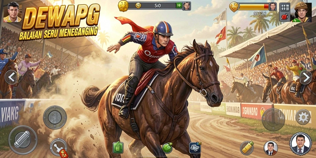 Screenshot gameplay DEWAPG menampilkan aksi balapan yang mendebarkan.