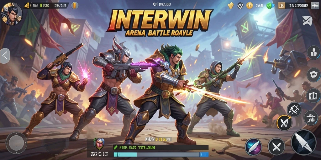 Gameplay INTERWIN yang intens dalam pertempuran Battle Royale.