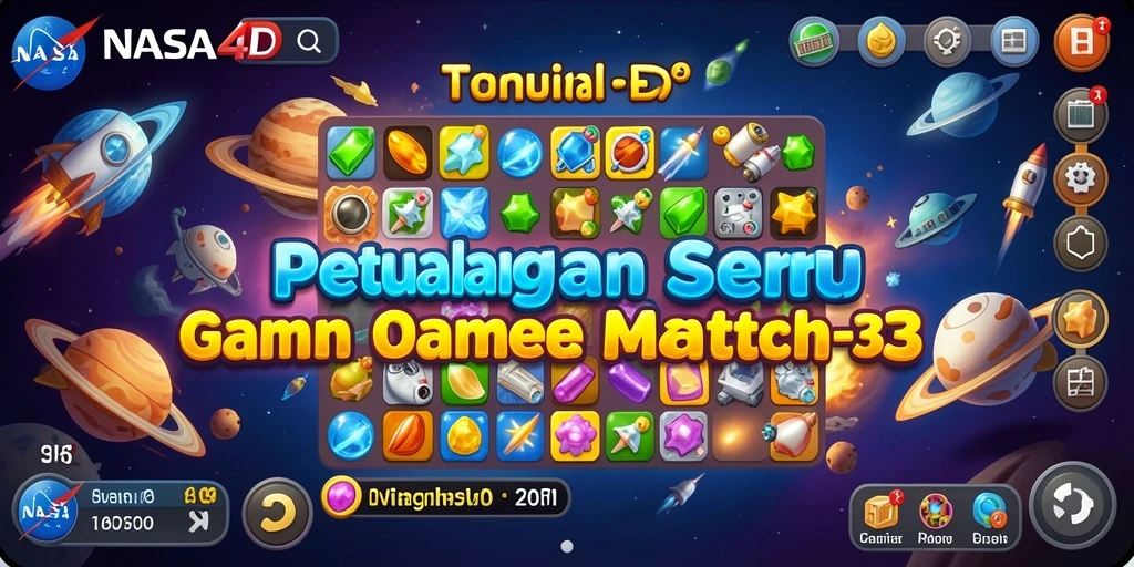 Tampilan gameplay <strong>Nasa4D</strong> yang menampilkan aksi mencocokkan elemen warna-warni.